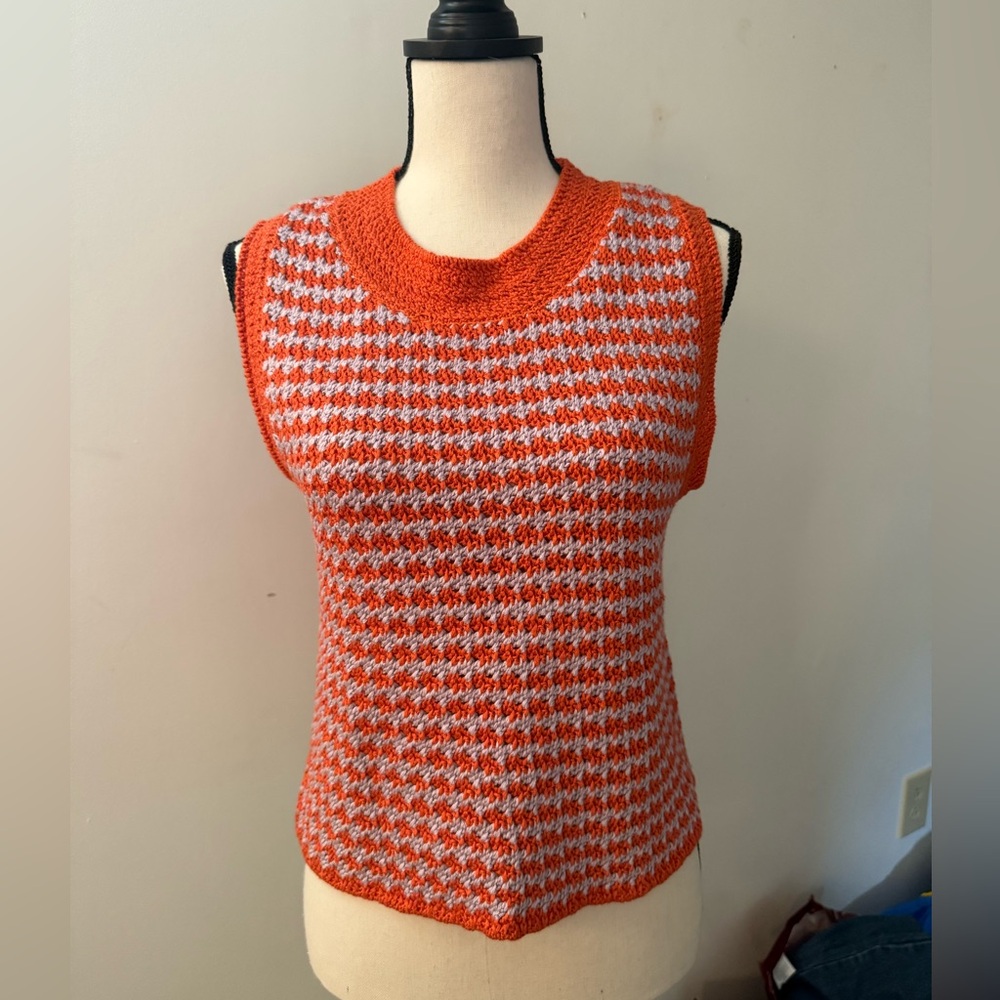 Zara Orange Crochet Knit Top